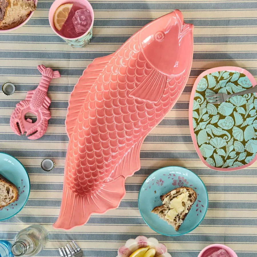 Ceramic Fish Shaped Serving Dish (Coral)