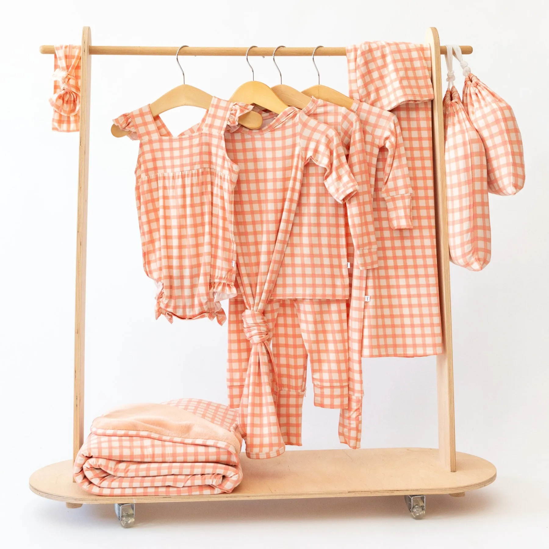 Coral Gingham Toddler Blanket