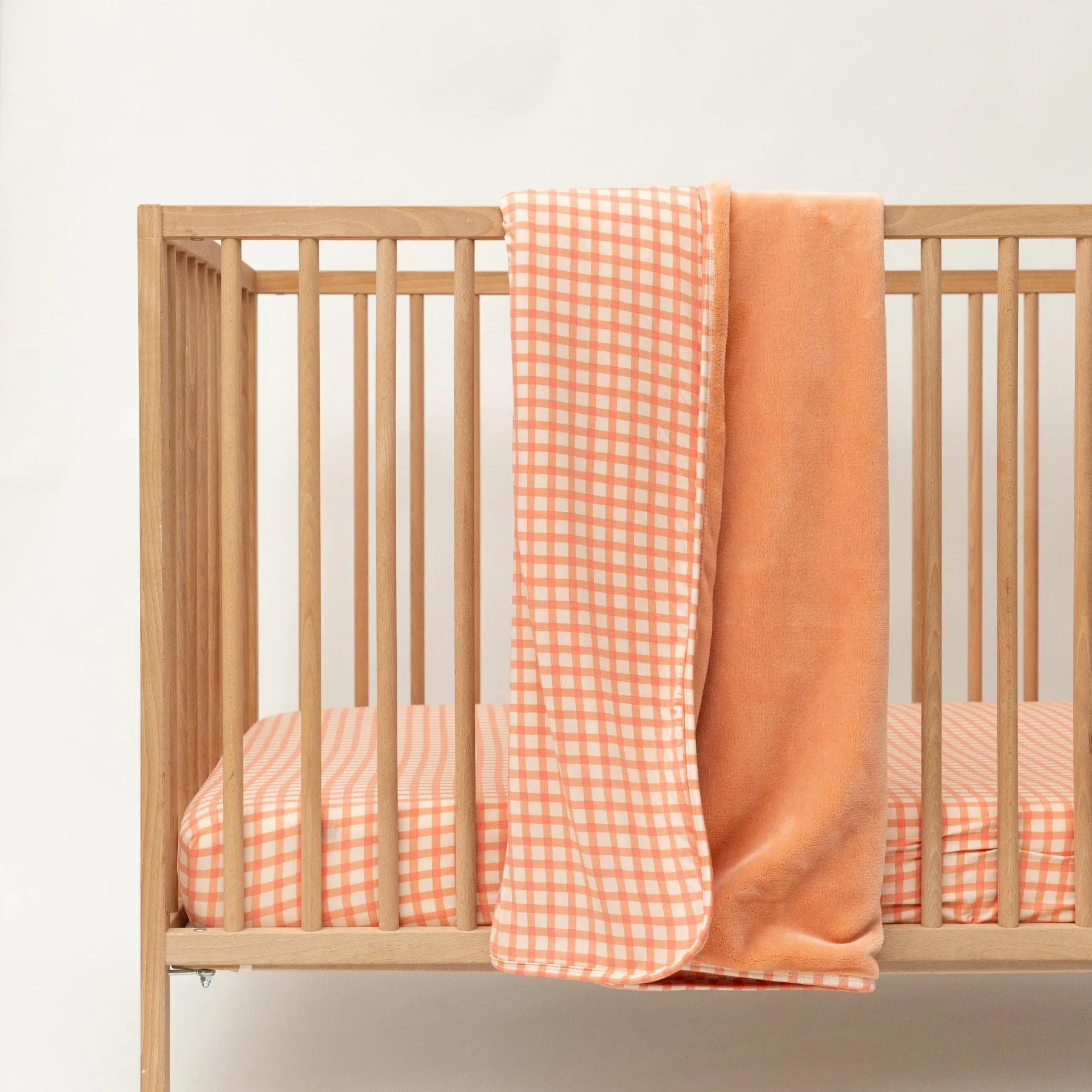 Coral Gingham Toddler Blanket