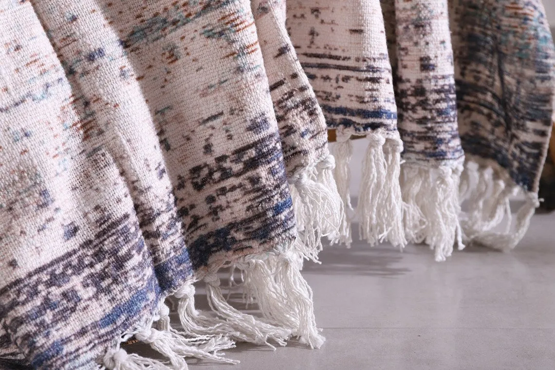 Cotton Throw Blanket - Boho White Rug | Luxe Comfort