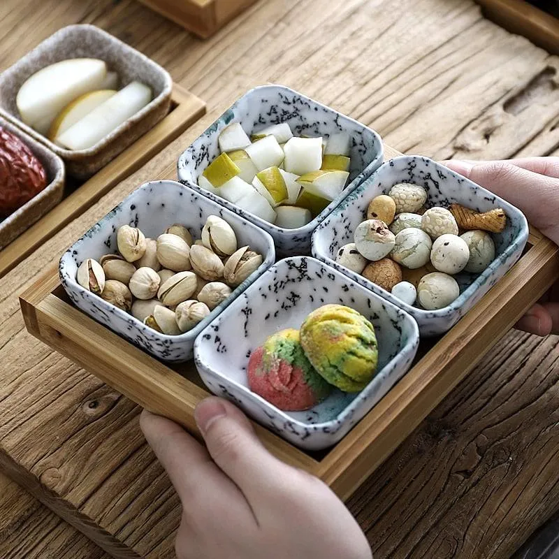 Creative Ceramic Fruit Plates Set with Tray