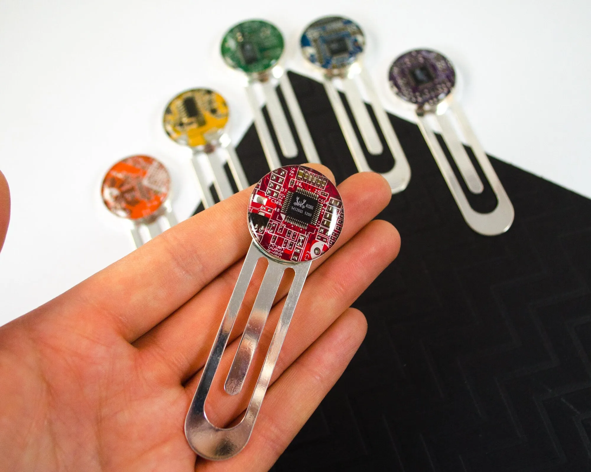 Dark Brown Circuit Board Bookmark, Recycled Computer Gift for Engineer Bibliophile