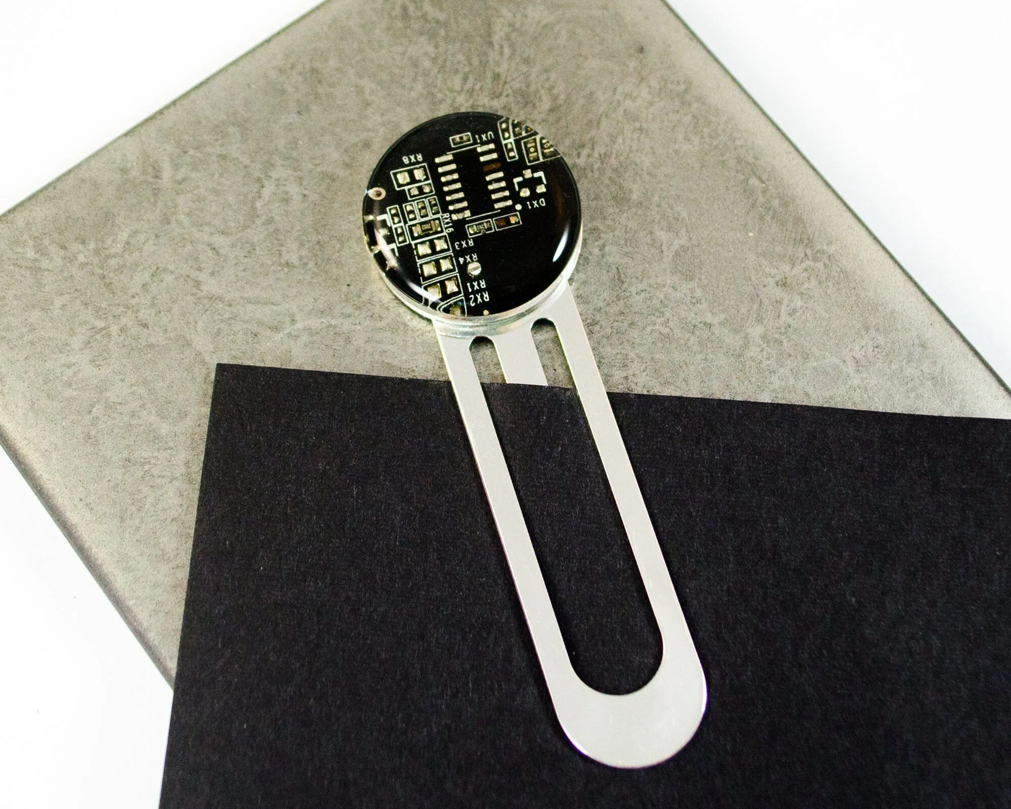 Dark Brown Circuit Board Bookmark, Recycled Computer Gift for Engineer Bibliophile