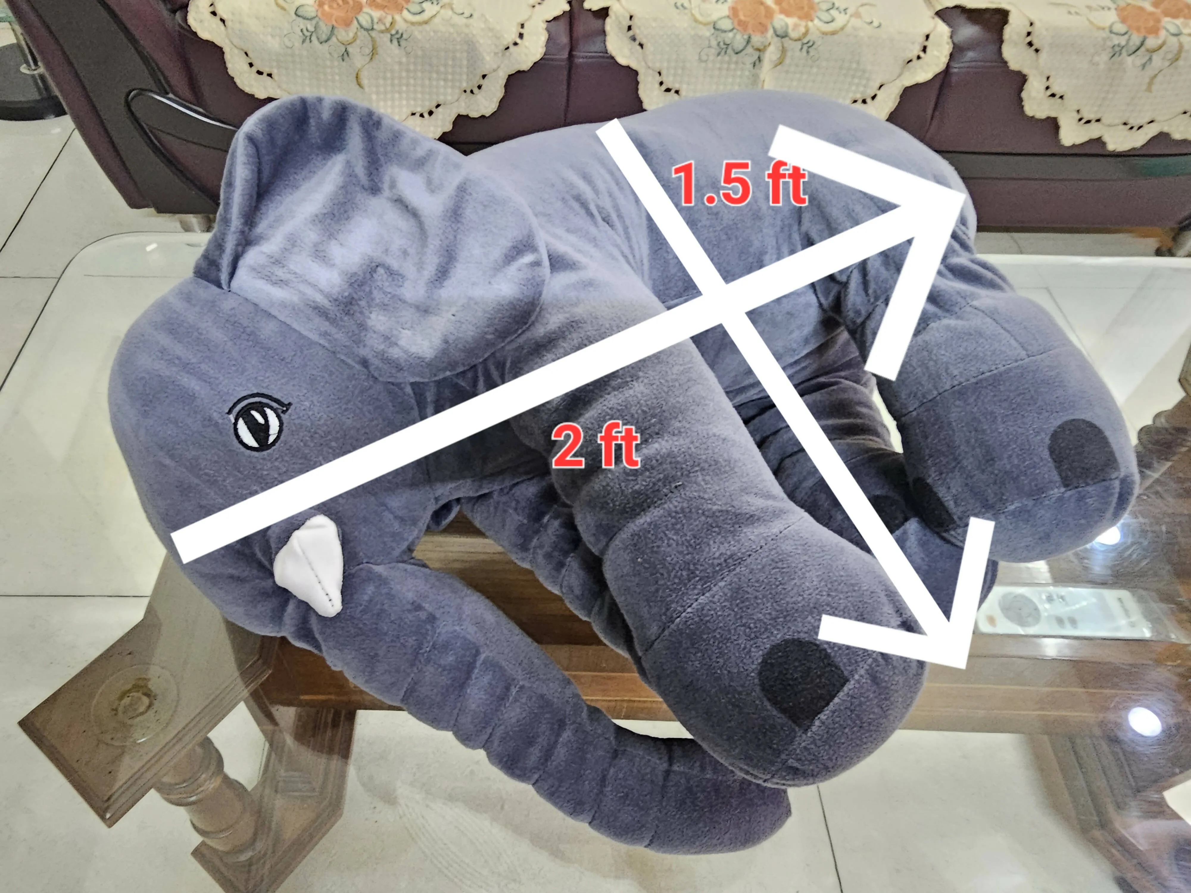 Elephant Soft Toy from Dear Joy (2 feet Length by 1.5 feet height)