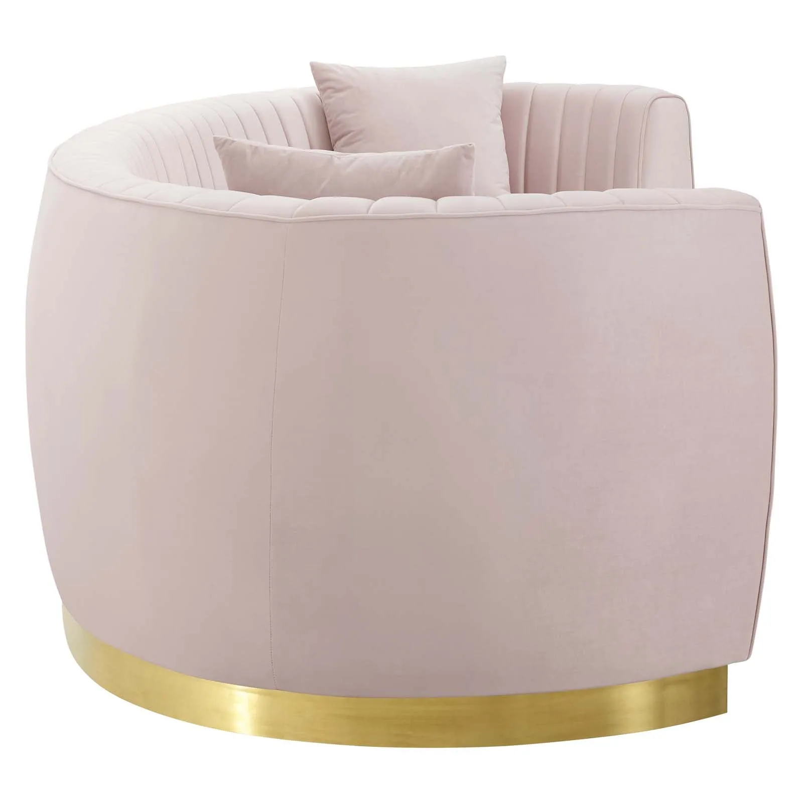 Enthusiastic Vertical Channel Tufted Curved Performance Velvet Sofa