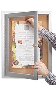 Floor Standing Enclosed Bulletin Board 18 x 24 | Pedestal Stand with Locking Display Case in Bronze Finish