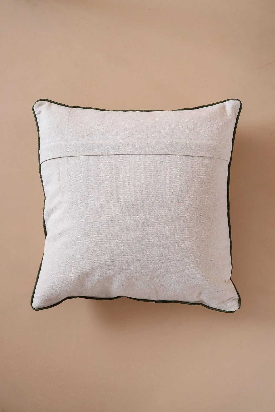 Floral Pattern Embroidery on off white cotton Cushion Cover (16*16 inches)