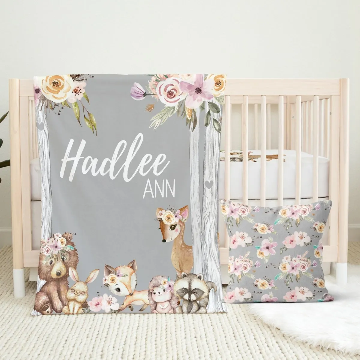 Floral Woodlands Nursery Pillow