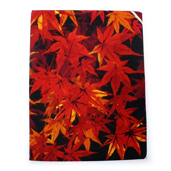 Furoshiki, Japanese Traditional Handkerchief Wrapping Cloth - Black Japanese Autumn Moon and Red Leaves