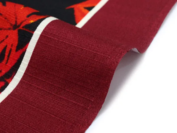 Furoshiki, Japanese Traditional Handkerchief Wrapping Cloth - Black Japanese Autumn Moon and Red Leaves