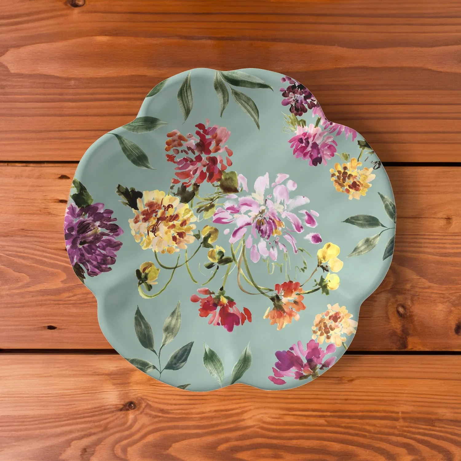 Garden Brights 7.5 inch Teal Melamine Salad Plate | Set of 6