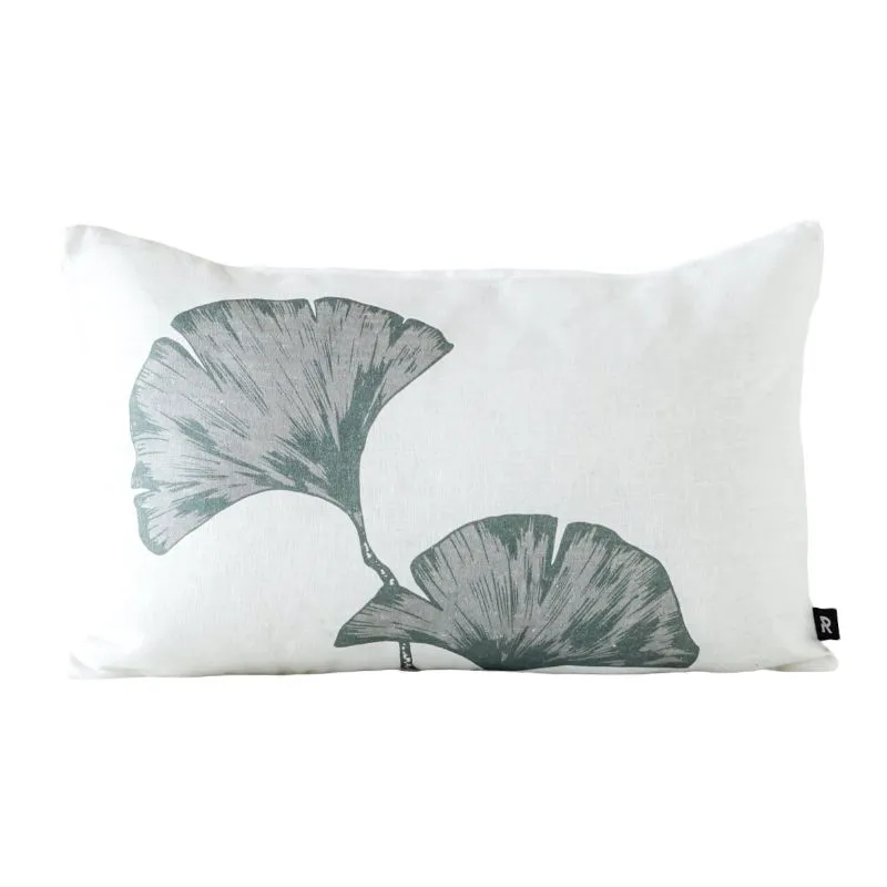 Ginkgo Double Sage Linen Indoor Cushion - 50cm x 30cm