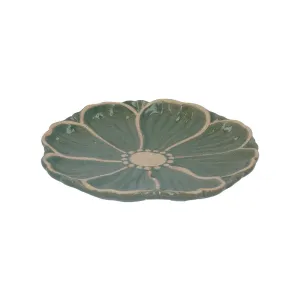 Gisela Graham 16cm Green Stoneware Flower Small Plate