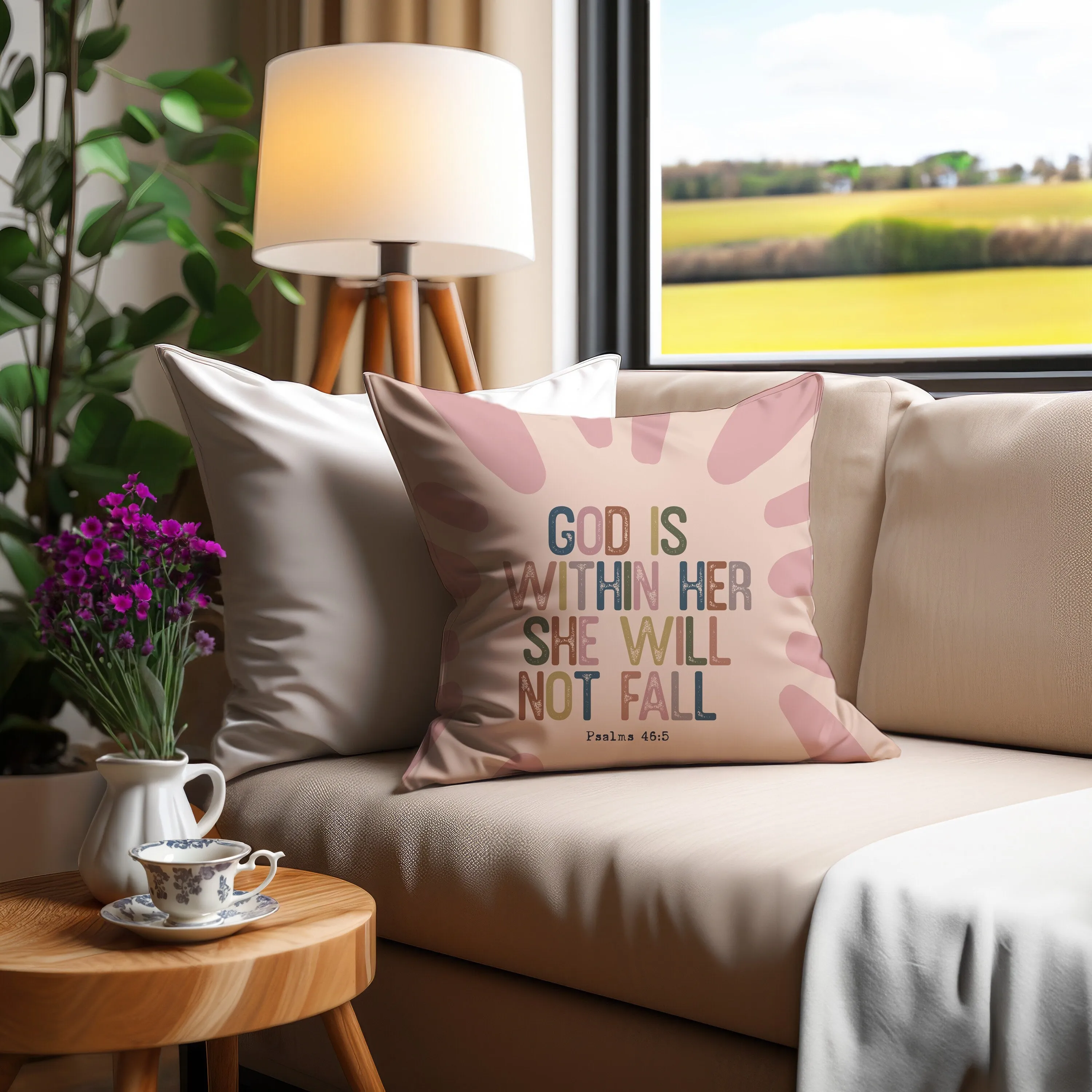 God Is Within Her" Inspirational Throw Pillow