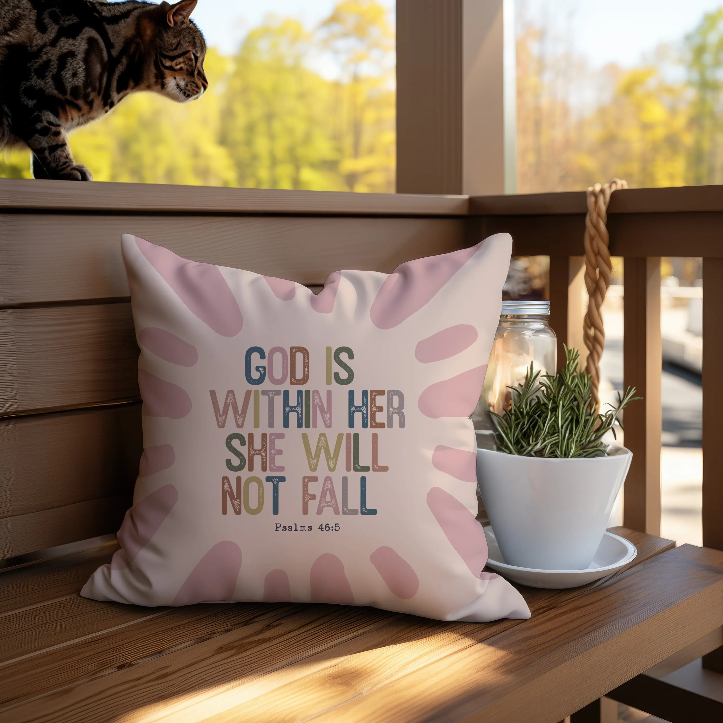 God Is Within Her" Inspirational Throw Pillow