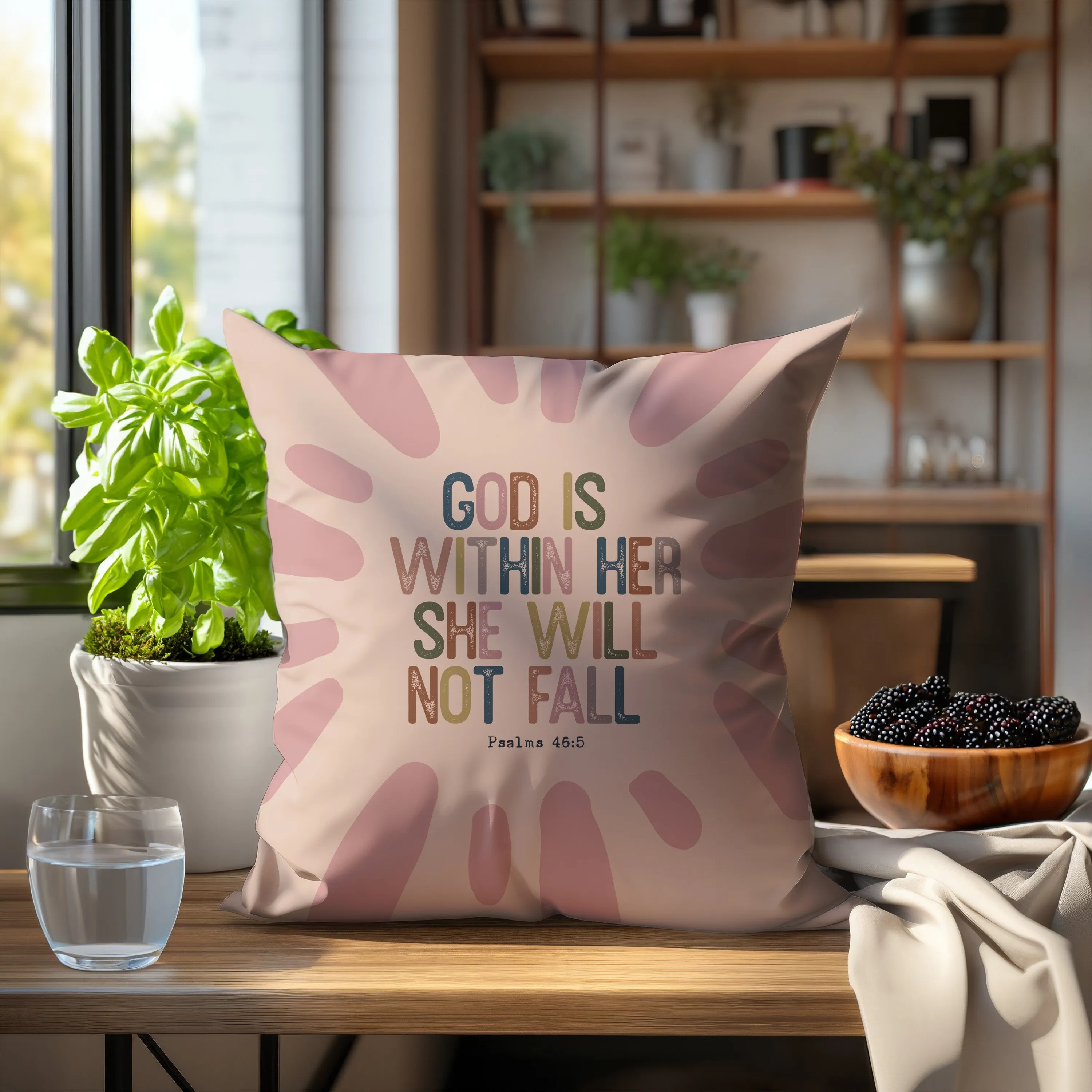 God Is Within Her" Inspirational Throw Pillow