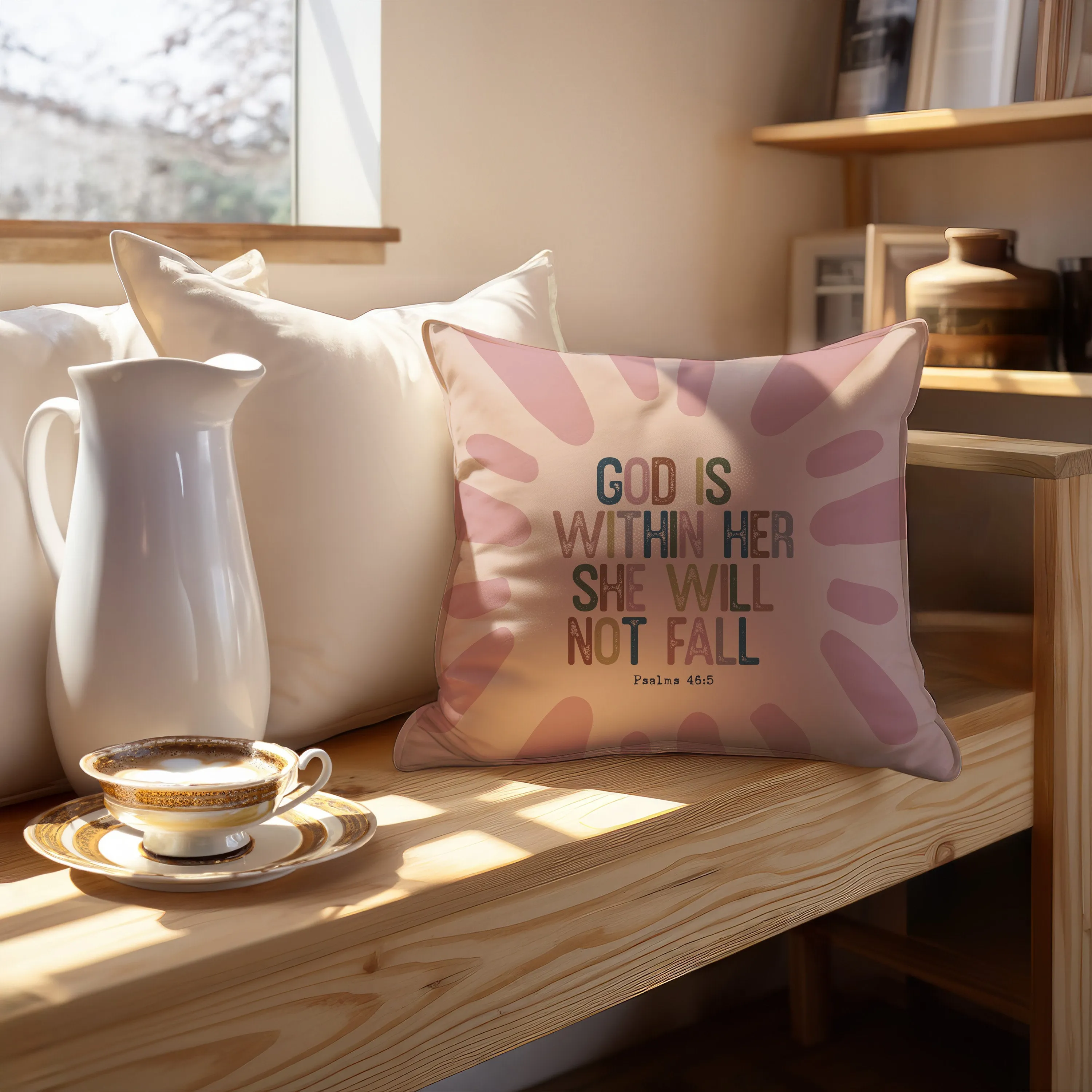 God Is Within Her" Inspirational Throw Pillow