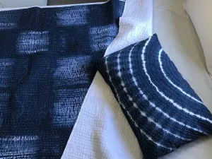 Handmade Indigo Tie dye Box Kantha Quilt