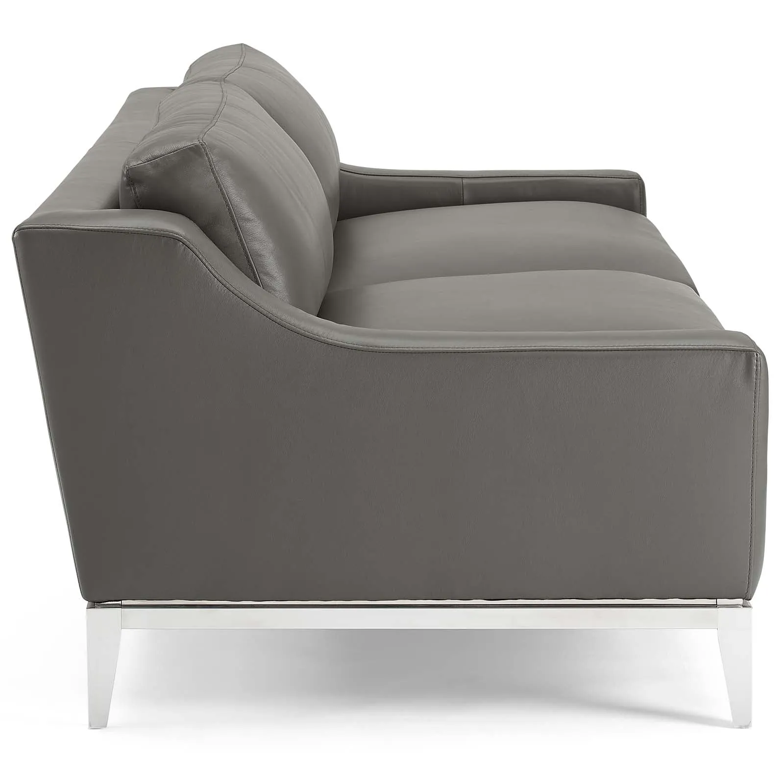 Harness 83.5" Stainless Steel Base Leather Sofa by Modway