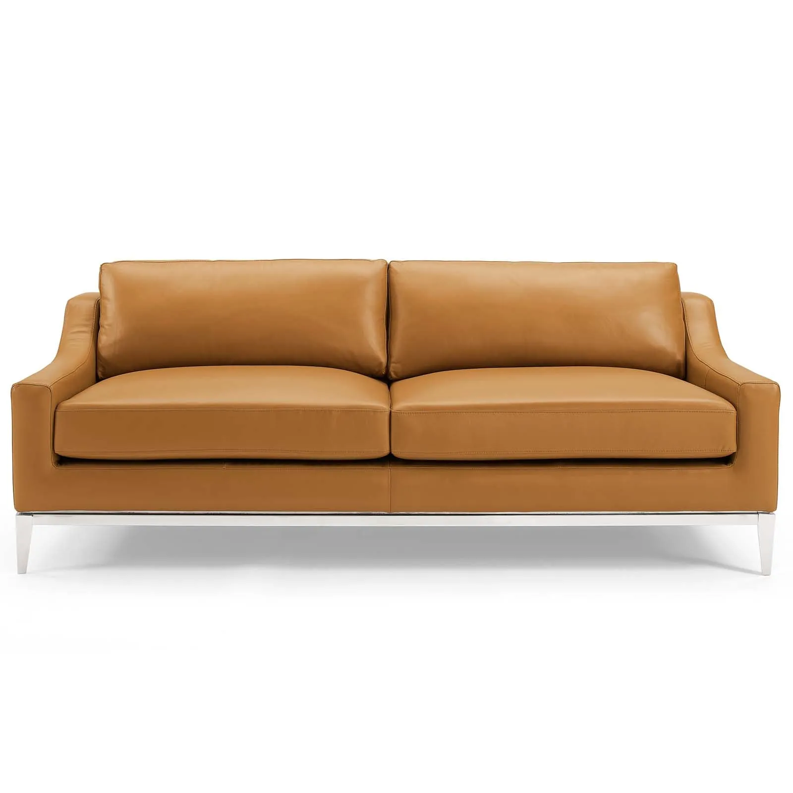 Harness 83.5" Stainless Steel Base Leather Sofa by Modway