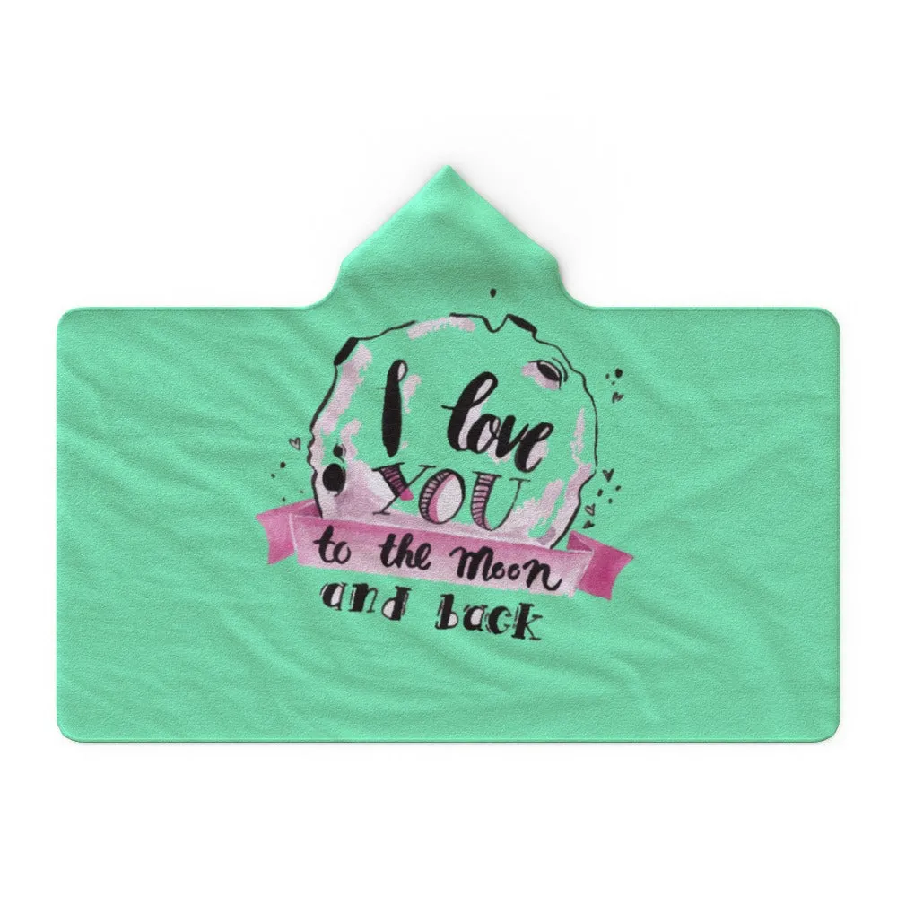 Hooded Blanket - Love you to the Moon - Green Zest
