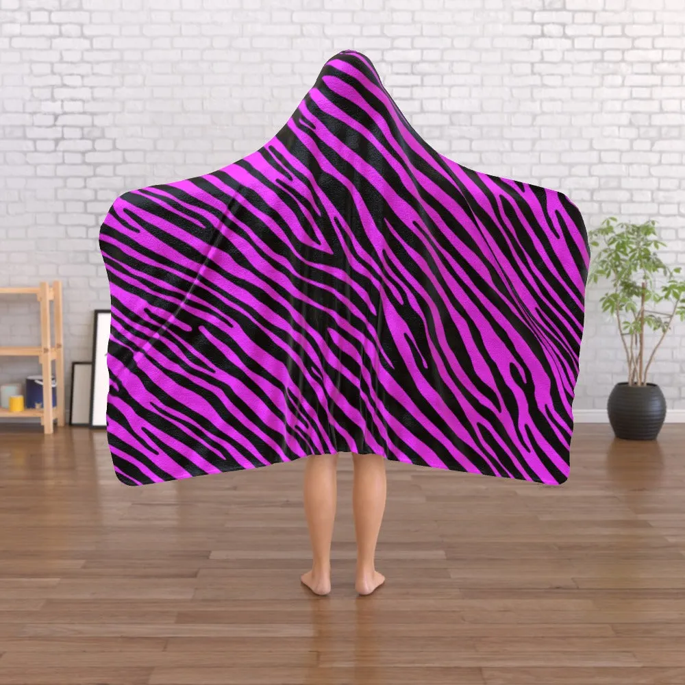 Hooded Blanket - Pink Zebra