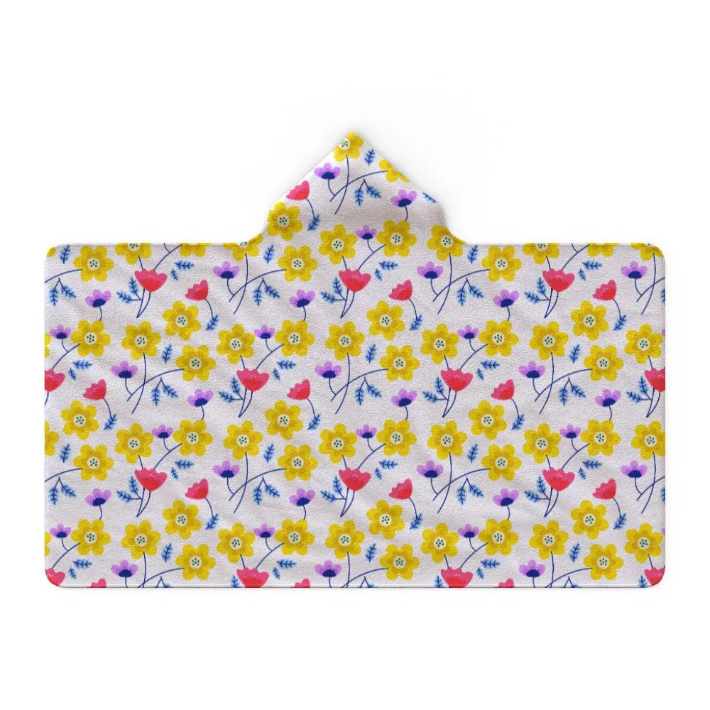 Hooded Blanket - Yellow Flowers