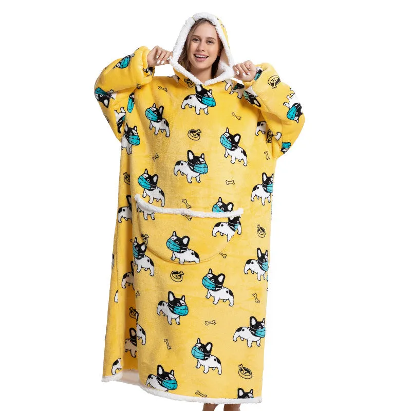 Hoodies Blankets Animal Cartoon Warm Thick Lambskin Pajamas