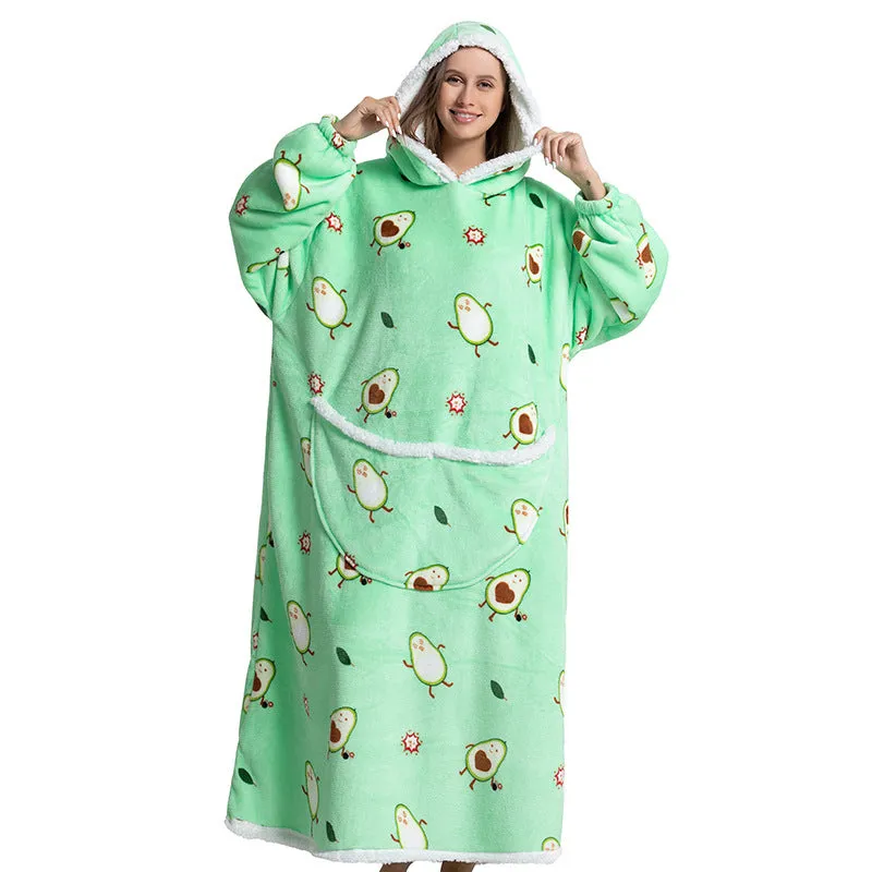 Hoodies Blankets Animal Cartoon Warm Thick Lambskin Pajamas