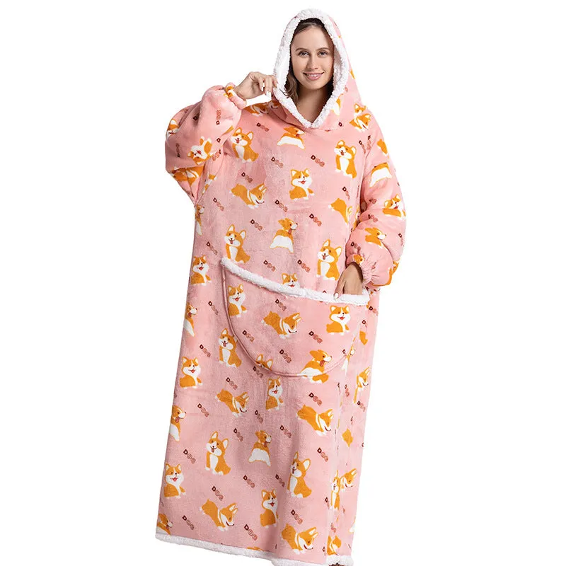 Hoodies Blankets Animal Cartoon Warm Thick Lambskin Pajamas