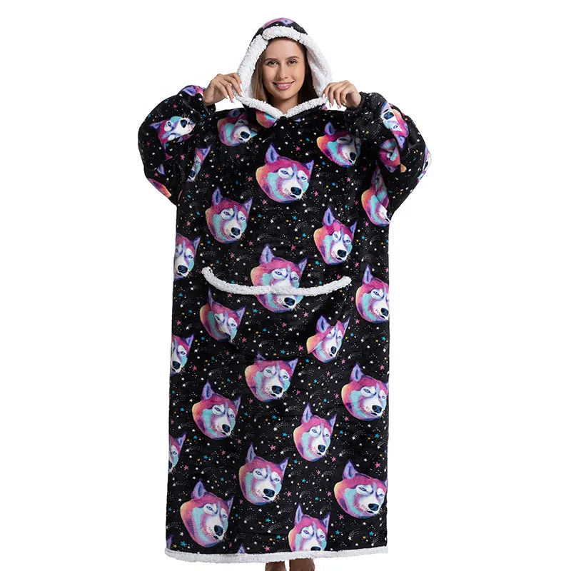Hoodies Blankets Animal Cartoon Warm Thick Lambskin Pajamas