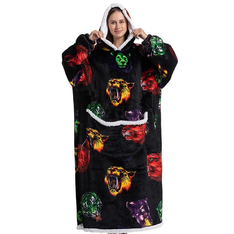 Hoodies Blankets Animal Cartoon Warm Thick Lambskin Pajamas