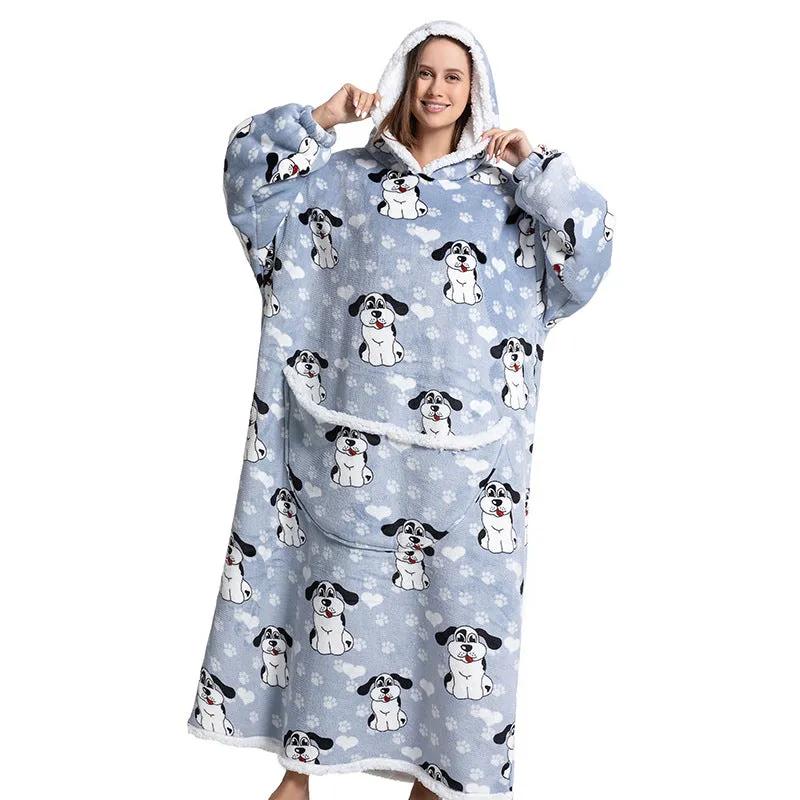 Hoodies Blankets Animal Cartoon Warm Thick Lambskin Pajamas