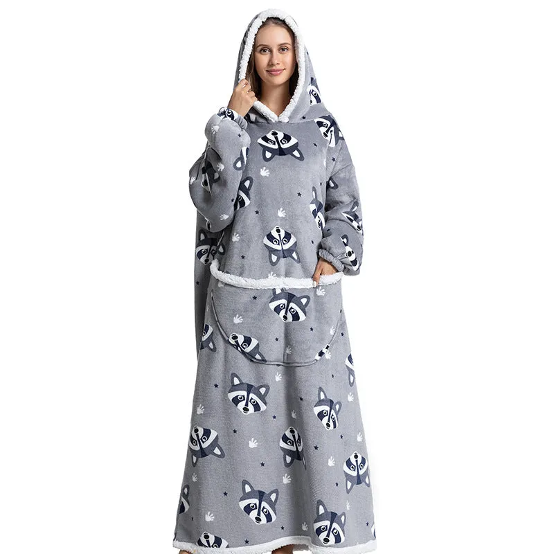 Hoodies Blankets Animal Cartoon Warm Thick Lambskin Pajamas