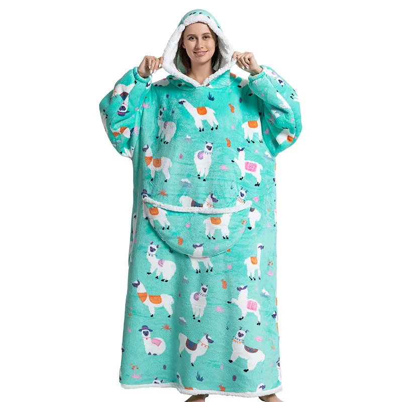Hoodies Blankets Animal Cartoon Warm Thick Lambskin Pajamas
