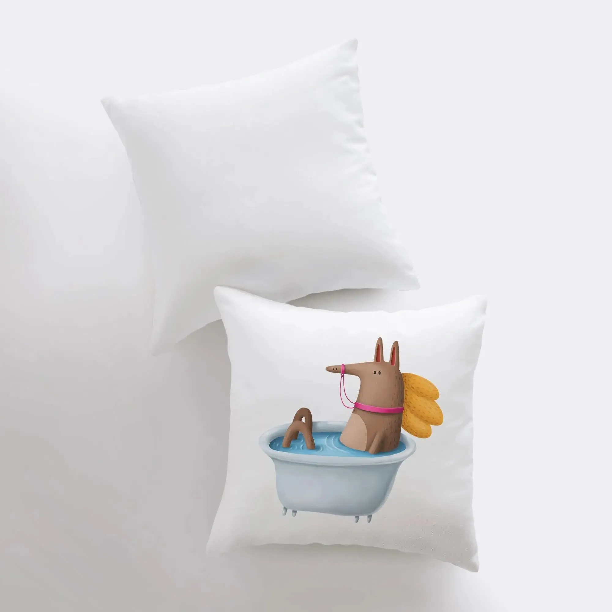 Horse Bathing in Tub Pillow | Throw Pillow | Horse Lover | Animal Lover Gift | Tiny House Decor