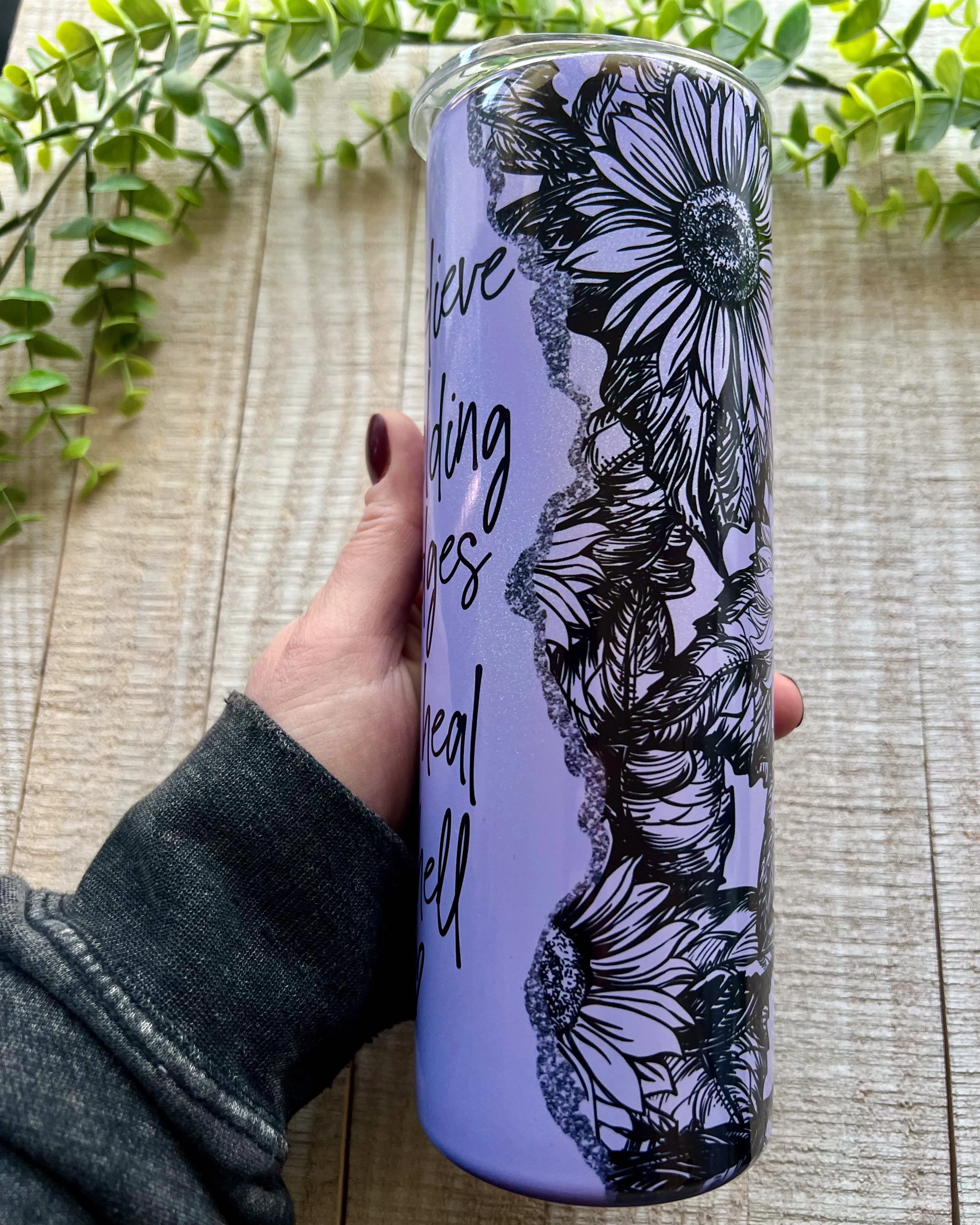 I believe in holding grudges I'll heal in hell | 20oz shimmer slim tumbler