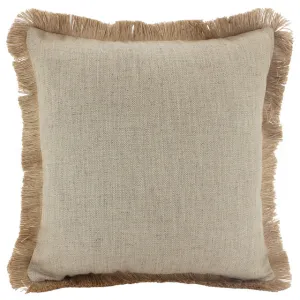 Latte Linen Fringe Cushion - 45cm x 45cm