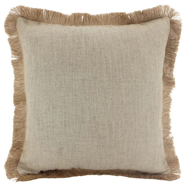 Latte Linen Fringe Cushion - 45cm x 45cm