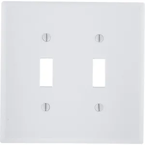 Leviton 2-Gang Plastic Toggle Switch Wall Plate, White