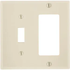 Leviton Decora 2-Gang Thermoset Single Toggle/Rocker Wall Plate, Ivory