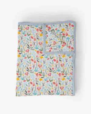 Little Unicorn Cotton Muslin Quilted Throw (60"x72")  / Meadow