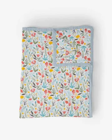 Little Unicorn Cotton Muslin Quilted Throw (60"x72")  / Meadow