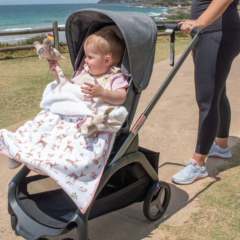 Living Textiles Jersey/Sherpa Pram Blanket - Sophia Garden (pre-order January)
