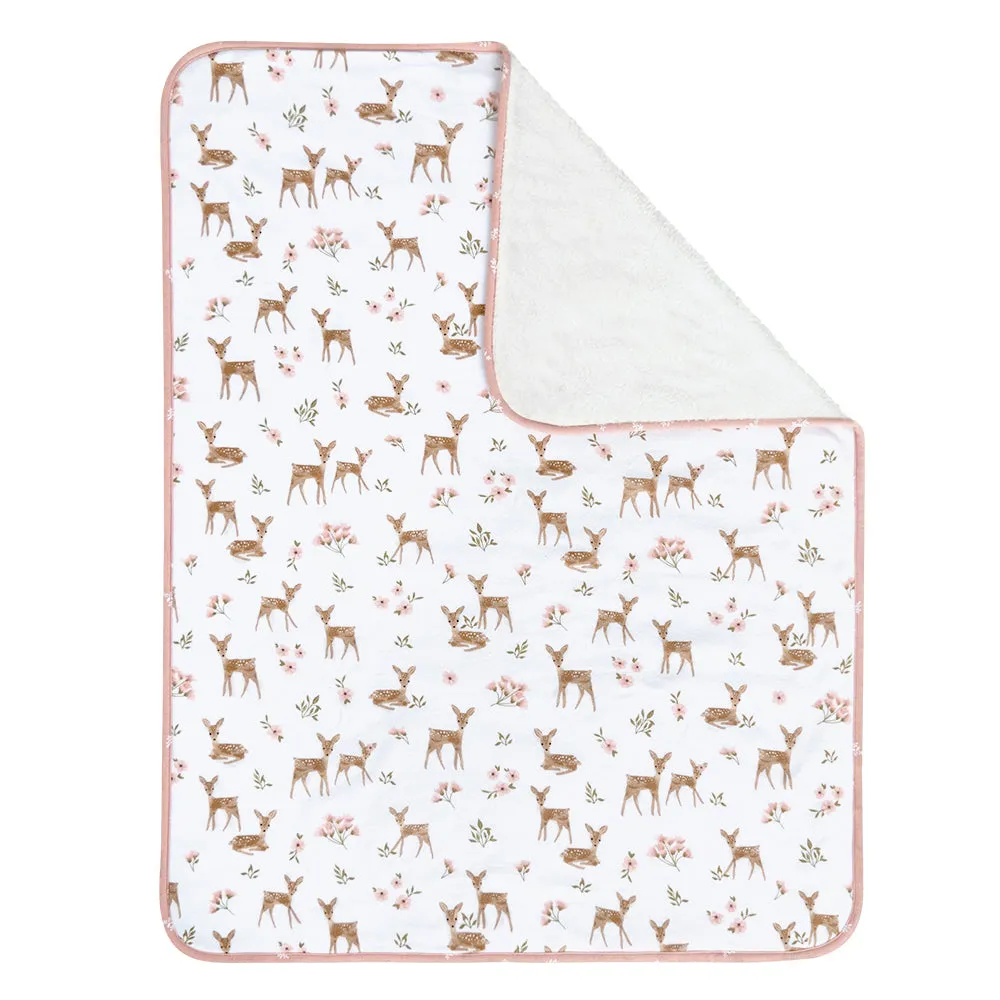 Living Textiles Jersey/Sherpa Pram Blanket - Sophia Garden (pre-order January)