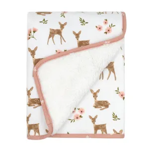 Living Textiles Jersey/Sherpa Pram Blanket - Sophia Garden (pre-order January)