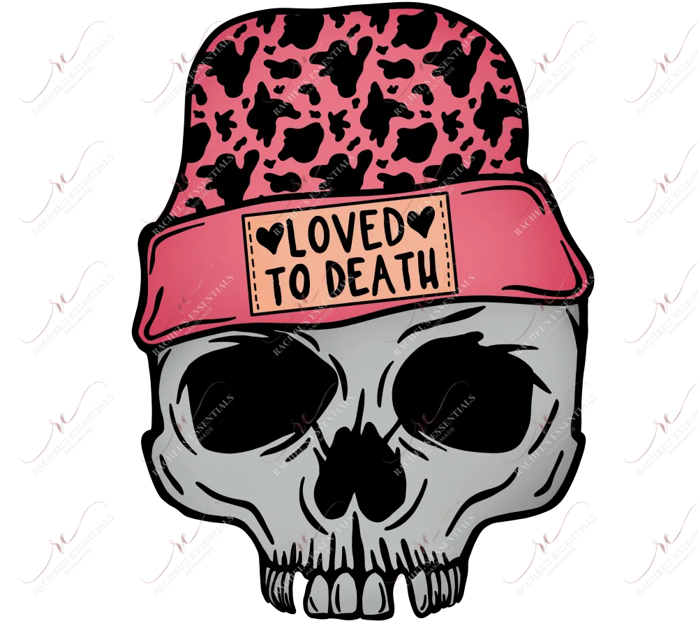 Loved to death skull - clear cast decal