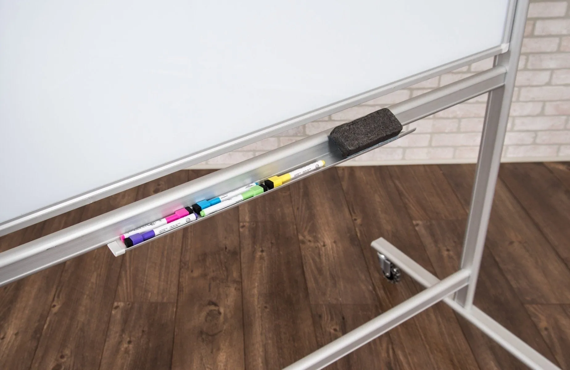 Luxor 48"W x 36"H Double-Sided Mobile Magnetic Glass Marker Board