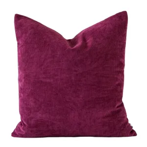 Magenta Corduroy Feather Insert Indoor Cushion - 50cm x 50cm
