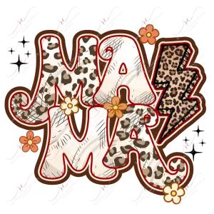 Mama leopard lightning bolt - clear cast decal